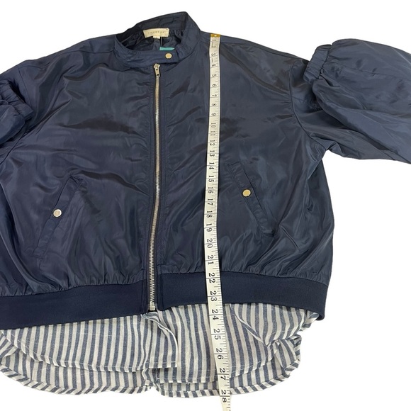 Promesa Bomber Jacket Pinstripe Shirttail Hem Womens Size L - NWT - Picture 10 of 10